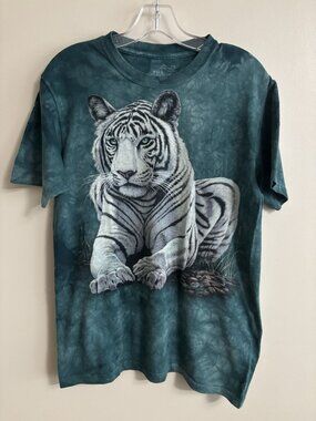 Vintage Y2K The Mountain T-Shirt Adult Small White Tiger Tie Dye Green